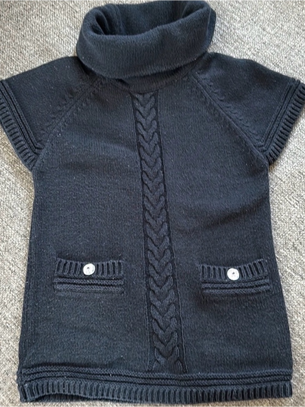 Gymboree Girls Black Cable Knit Cowl Neck Sweater Vest Size S 5-6